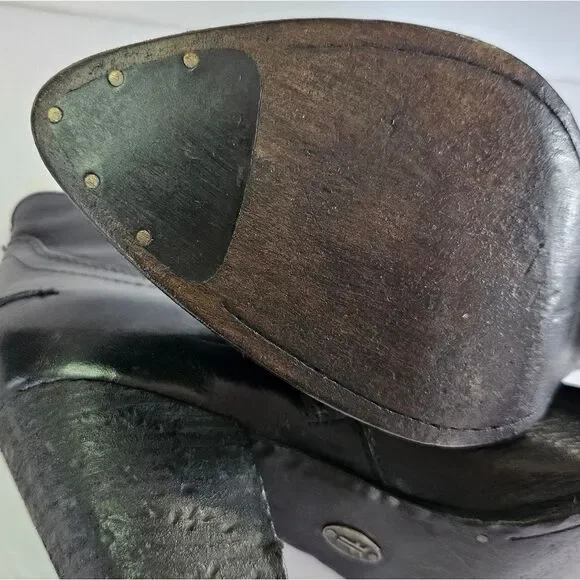 Frye Renee Seam Short Leather Stacked Heel Pointed Toe Boot Bootie In Black 9 - Picture 11 of 16